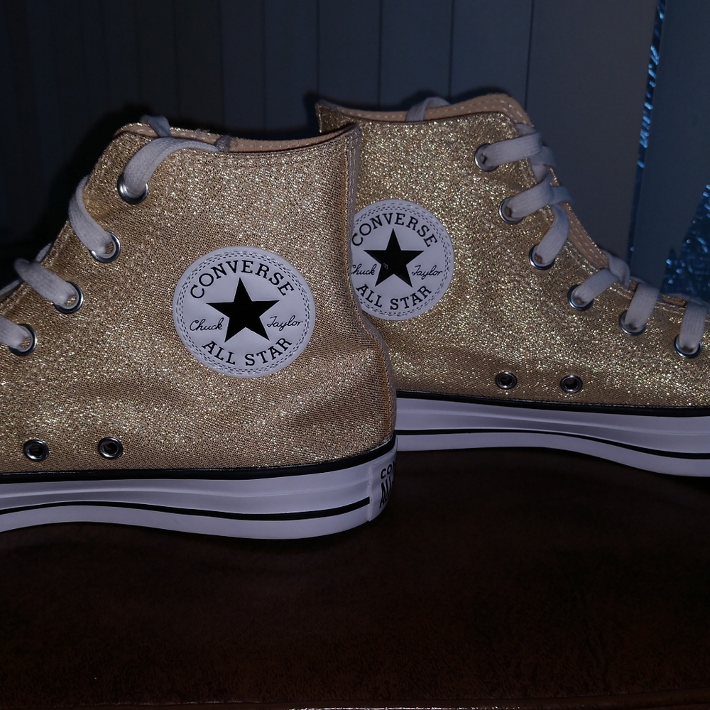 Gold Converse Hightops - never worn